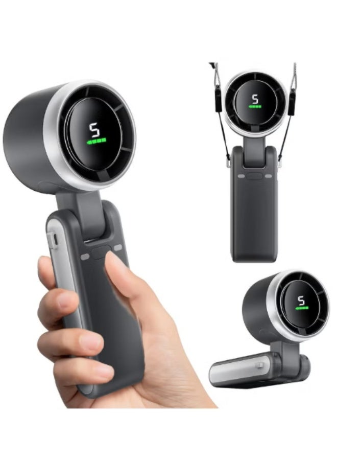 مروحة يدوية محمولة صغيرة وقابلة للطي، قوية وسريعة، بطارية 9000mAh، سرعة 50000RPM، قابلة للشحن عبر USB، 5 سرعات، شاشة رقمية، مثالية للسفر والتخييم والنشاطات الخارجية للنساء والرجال
